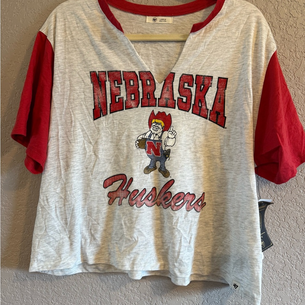 47 Brand Nebraska Huskers Crop Top - Red and Gray